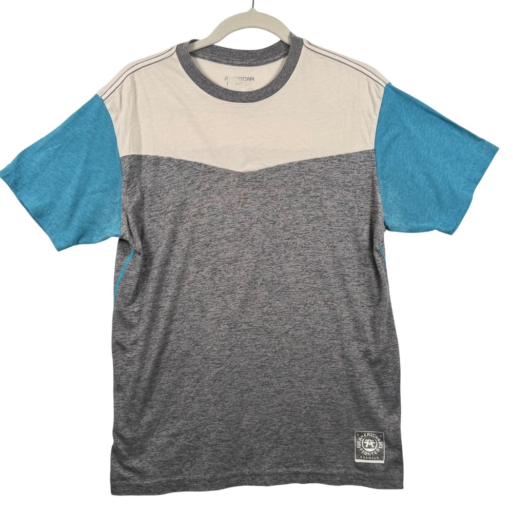 American Fighter M T-Shirt Grey Teal Buckle Exclusive‎ Colorblock Athletic MMA